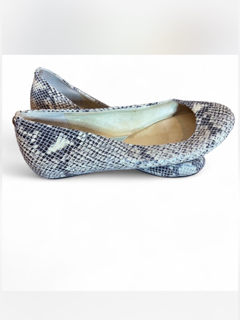 Michael Kors Snake-Print Ballet Flats in Cream and Black